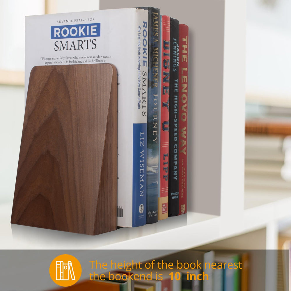 Wooden Bookends with Non-Slip Base