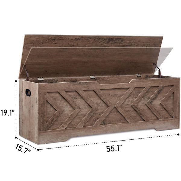 Extra Large Storage Bench with Safety Hinges