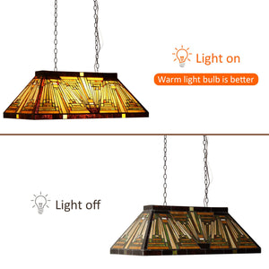 Tiffany Style Pool Table Pendant Light – 3-Light 28" Wide