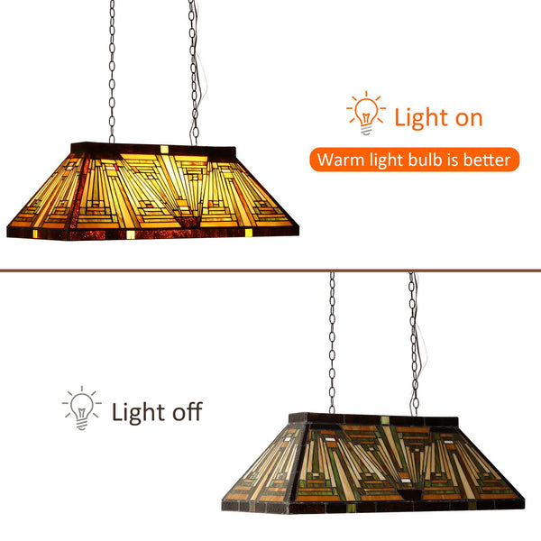 Tiffany Style Pool Table Pendant Light – 3-Light 28" Wide