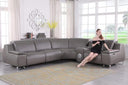 4-Seat Leather Electric Recliner Sectional Sofa with USB Charging & Bluetooth