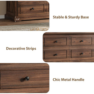 6-Drawer Dresser with Charging Station, 47" Wide – Dark Walnut