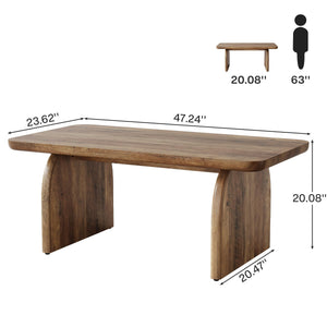 Farmhouse Coffee Table – 47" Rectangular Wood Living Room Table with Rounded Corners