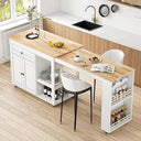 Extendable Rolling Kitchen Island with Dining Table
