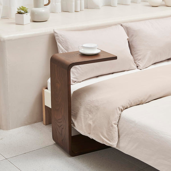 C-Shaped End Table – Walnut