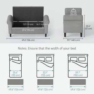Storage Ottoman Bench with Rolled Arms & Hidden Storage