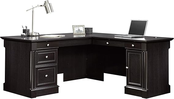 L-Shaped Executive Desk with File Cabinet & Storage Drawers
