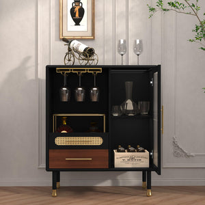 Modern Coffee Bar Cabinet with Wine Glass Rack