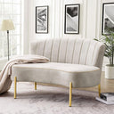 Upholstered Loveseat Bench with Tufted Back & Gold Legs