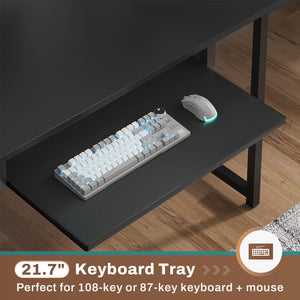 L-Shaped Gaming & Home Office Desk with Power Outlet, LED Lights & Pegboard