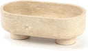 Oval Marble Fruit Bowl – Two-Legged Pedestal, 10"