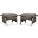 Patio Wicker Ottomans Set of 2 with Cushions