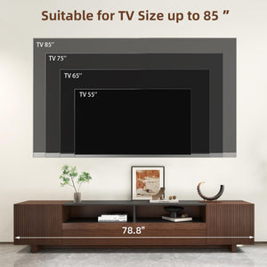78.8" TV Stand with Storage Cabinets & Drawers – Walnut