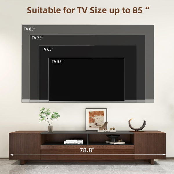 78.8" TV Stand with Storage Cabinets & Drawers – Walnut