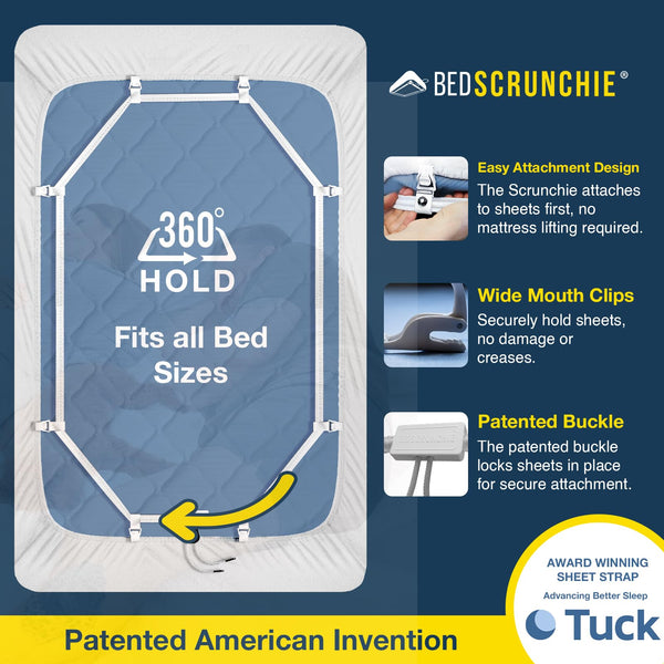 Bed Sheet Holder Straps with 360° Tightener & Gripper Clips