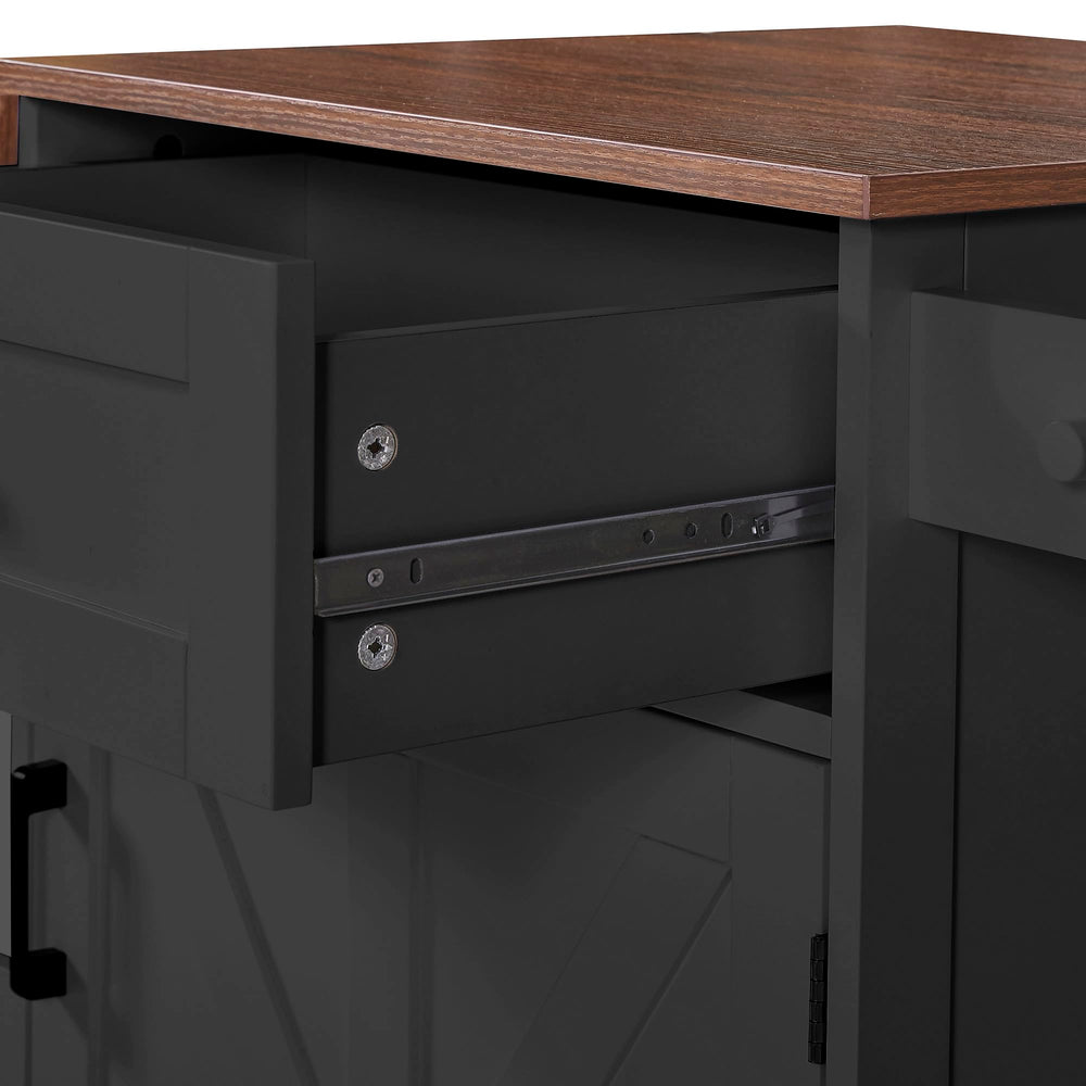 Rolling Kitchen Island with Drop Leaf & Storage