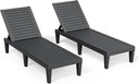 Outdoor Chaise Lounge Chairs with Adjustable Backrest – All-Weather Resin, Wood Texture