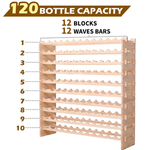Pine Wood Freestanding Wine Rack