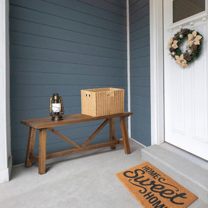 Farmhouse Wood Bench – Solid Wood Entryway & Dining Bench