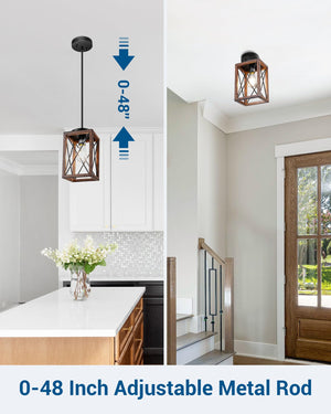 2-Pack Farmhouse Pendant Light Fixture – Adjustable Metal Hanging Light