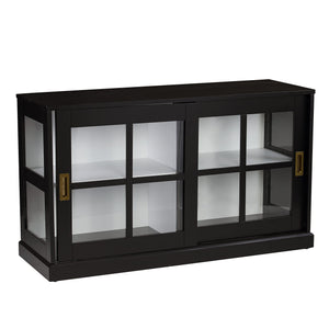 Black Curio Cabinet with Sliding Glass Doors