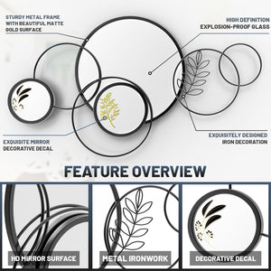 Black Round 3D Wall Mirror
