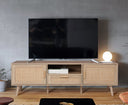 59-Inch Boho Rattan TV Stand with Storage