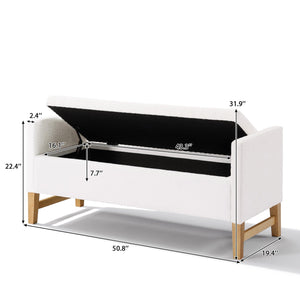 Boucle Storage Ottoman Bench with Pillows