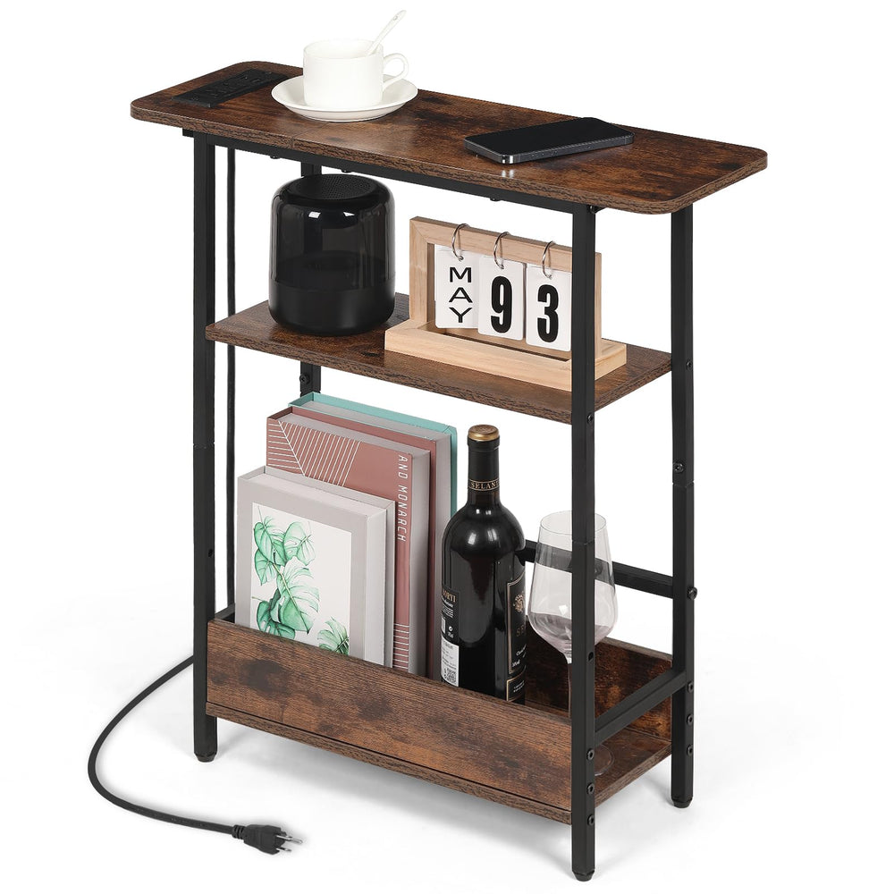 Narrow Side Table with USB-C Charging Station
