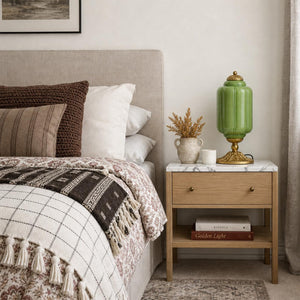 Milk Glass Touch Table Lamp with 3-Way Dimmable Lighting & USB Charging Ports