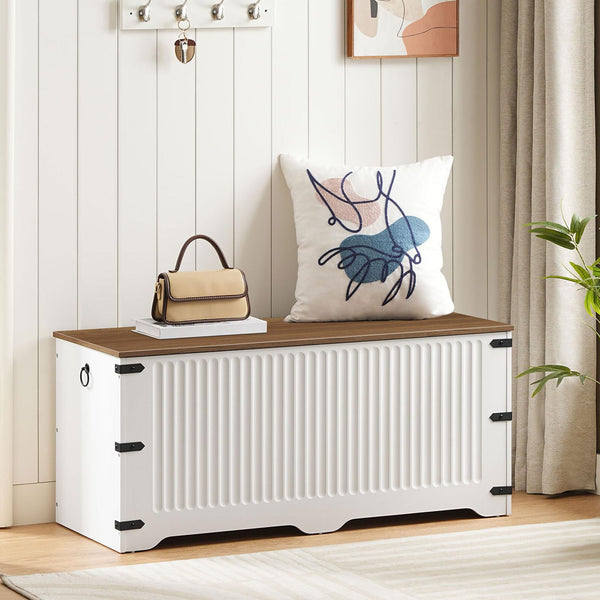 Farmhouse Storage Bench with Safety Hinge Lid