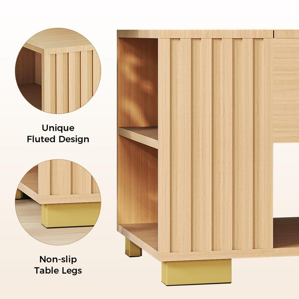 Lift Top Coffee Table with Hidden Storage & Adjustable Shelves