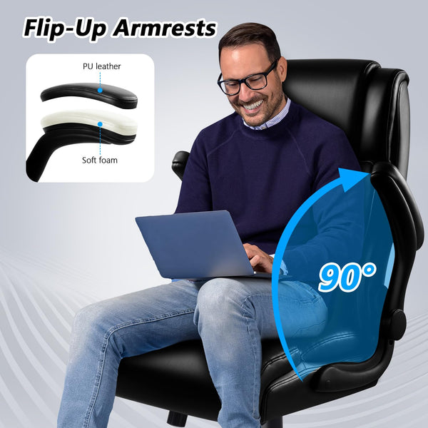 Big & Tall Ergonomic Leather Office Chair with Lumbar Support