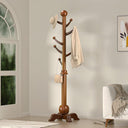 Freestanding Wooden Coat Rack with 7 Hooks – 72" Hall Tree Stand