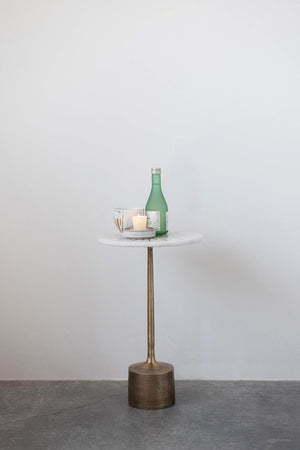 Aluminum & Marble Martini Side Table