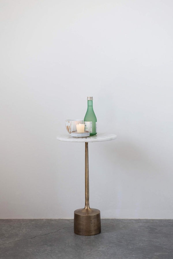 Aluminum & Marble Martini Side Table