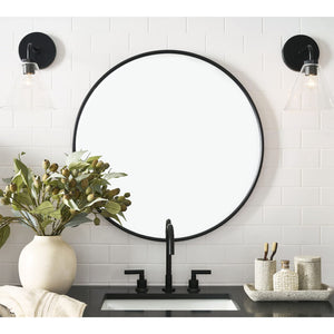 Round Wall Mirror – Matte Black Metal Frame