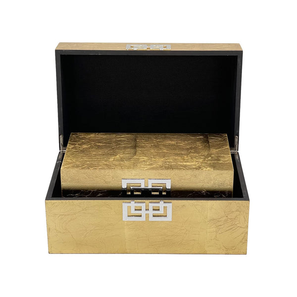Decorative Wooden Storage Box Set with Hinged Lid — Set of 2