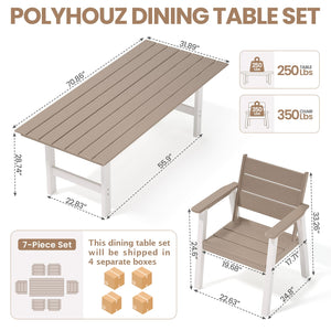 7-Piece Outdoor HDPE Patio Dining Set with Umbrella Hole