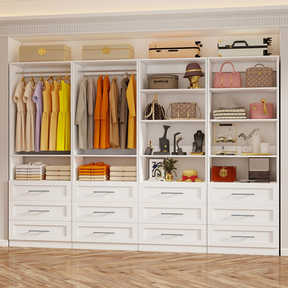 Walk-In Closet System with 12 Drawers, 10 Shelves & 6 Hanging Rods