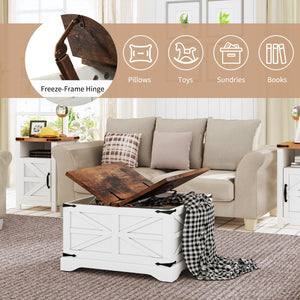 3-Piece Farmhouse Coffee Table & Side Tables Set with Storage
