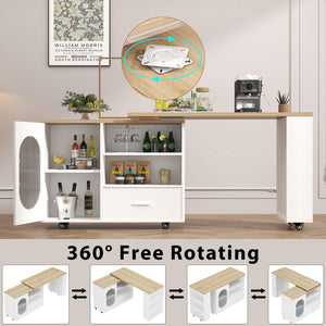 Rolling Kitchen Island with Swivel Table, Storage Cabinet, Drawers & Shelves
