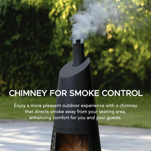 2-in-1 Chiminea Fire Pit & Grill, 57" Tall Outdoor Fireplace