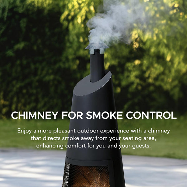2-in-1 Chiminea Fire Pit & Grill, 57" Tall Outdoor Fireplace