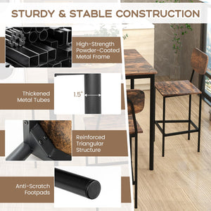 5-Piece Counter Height Dining Table Set with 4 Bar Stools