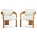 Boucle Dining Chairs Set of 2 with Cushion & Curved Arms