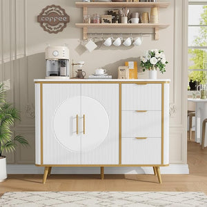 47.2" Fluted Buffet Storage Cabinet with Drawers & Adjustable Shelves