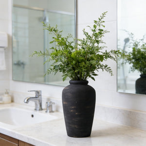 Black Ceramic Vase – Tall Rustic Farmhouse Decor