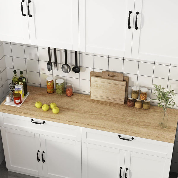 Wall-Mounted Kitchen Pantry Cabinet with Countertop, Drawers & Doors