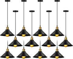 Black Industrial Dome Pendant Light Set of 12
